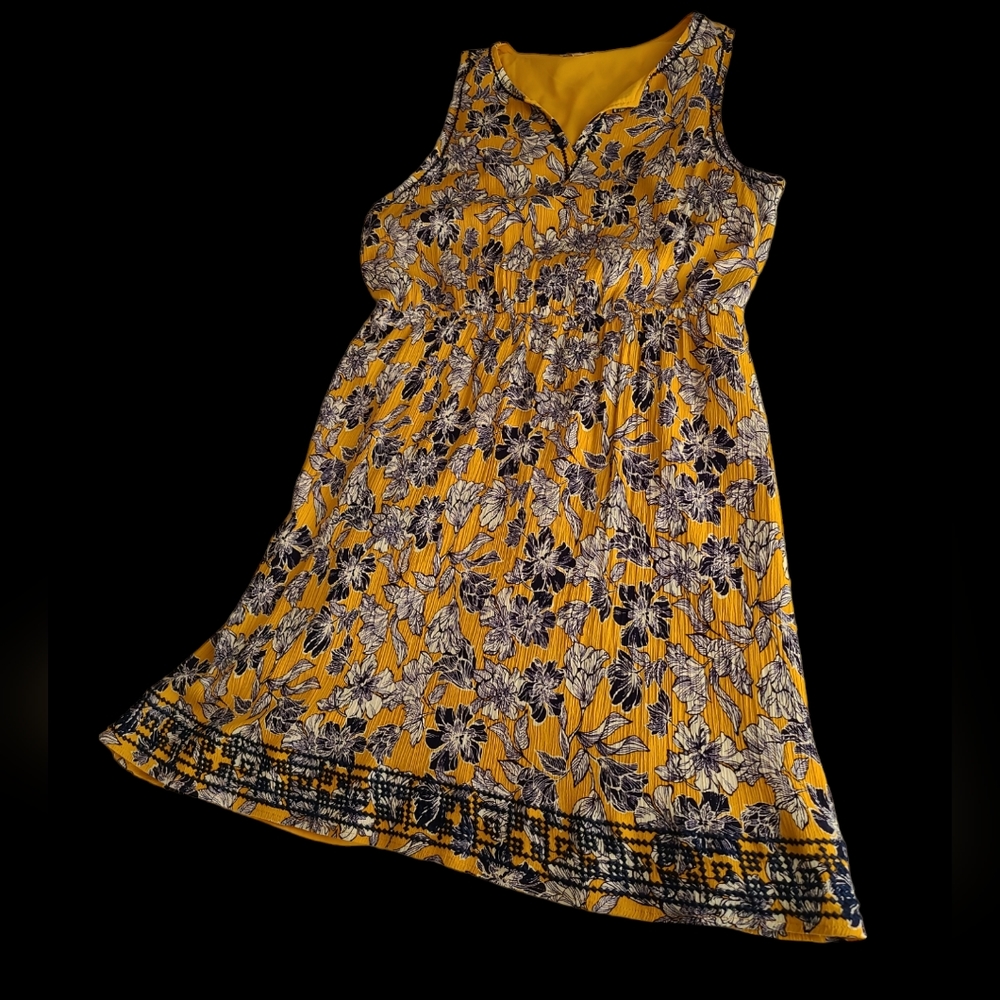 Yellow floral sleeveless dress